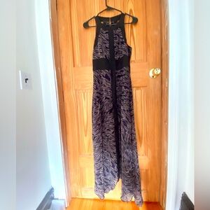 BCBG Generation Black & Dark Blue Patterned Halter dress